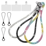 Luxury Diamond Phone Wrist Strap Bling Rhinestone Phone Wrist Strap for Phones Case 3PCS Cellphone Lanyard Full Diamond Pendant Phones Chain Bling Keychain Wristlet Lanyard with Tether Tab and Pad