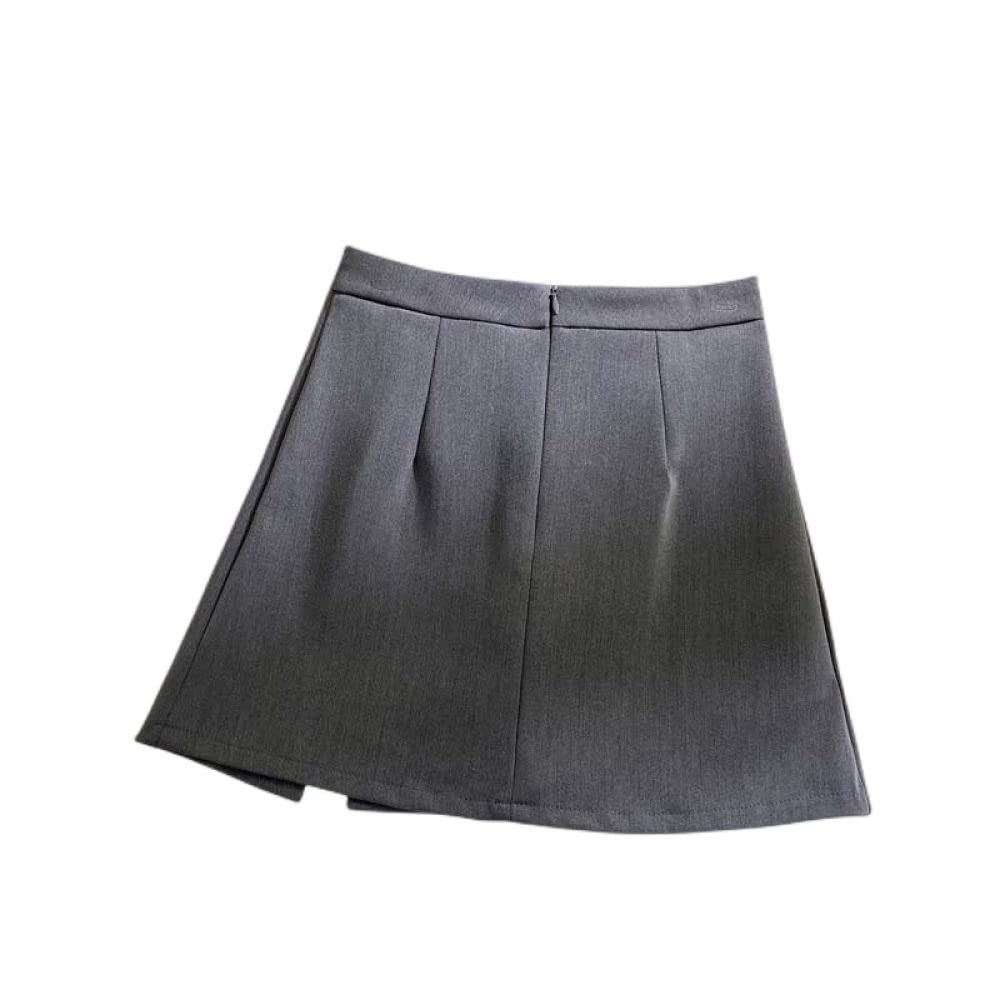 Rock Damen,Damen-Minirock Schwarz High Waist Hüftwickelrock Mit Schlitz Mit Reißverschluss A-Linienrock Mit Hose Einfarbig Kurzer Rock Für Mädchen Damen, Xs
