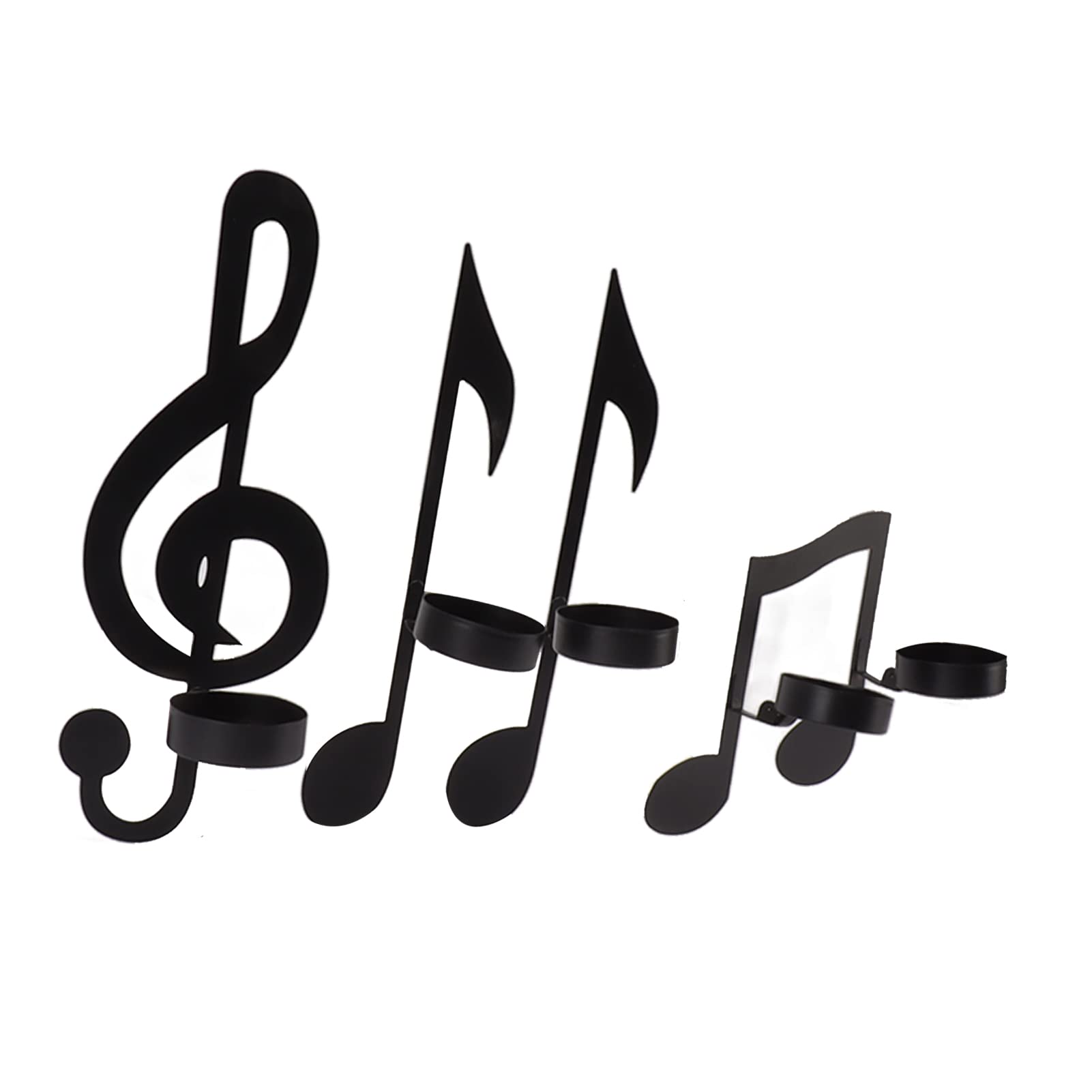 4Pcs Unique Iron Candle Holder,Black Music Note Wall Sconce Candle Holder Wall Mount Hanging Tea Light Candle Decor Home Office Classroom