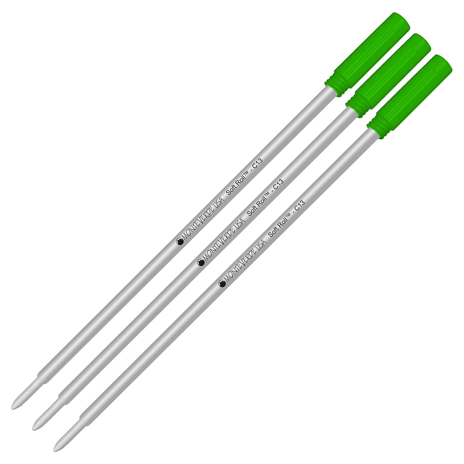 Lanier PensCombo Pack - 3 Pack - Monteverde® Soft Roll™ Ballpoint C13 Paste Ink Refill Compatible with Most Cross® Style Ballpoint - Green (Medium Tip 0.7mm)