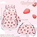 MIRLEWAIY Backpack for School Girls Kids Book Bag Set with Insulated Lunch Box Pencil Bag, Pink Strawberry