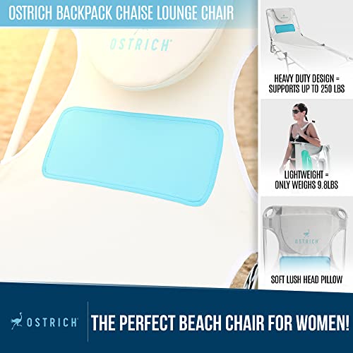 Ostrich Outdoor Lightweight Folding Adjustable Reclining Ladies Mens Comfort Chaise Lounge Beach Chair For Tanning Pool Lake Patio Lawn Camping, Teal #TOP5
