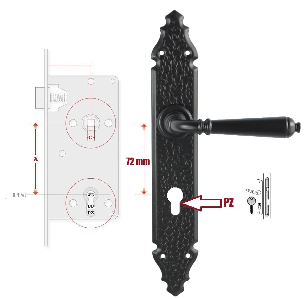 Maniglia Per Porta In Ferro Battuto 90mm - Per Interni Ed Esterni, Antiruggine E Sicura - Foto 2
