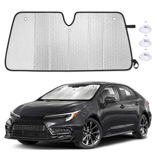 Image of EcoNour Foldable Sun Shade Fit for Toyota Corolla 2019-2024 2025 2026 | Accordion Windshield Sun Shade, Front Car Window Shades Sun Visor, Blocks UV Rays & Heat, Car Accessories