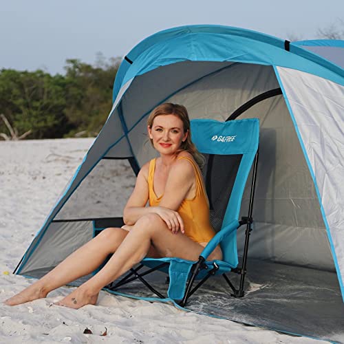G4Free Low Sling Beach Chair, Folding Portable Beach Chair Backpack Camping Chair For Adults With Mesh Back And Low Seat, Heavy Duty Reclining For Sand Camping (Blue) #TOP1