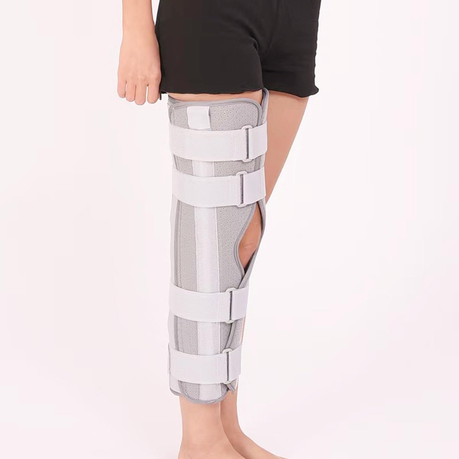 Stecca per Ginocchio Traspirante, Fascia per Ginocchio In Tre Pezzi, Ginocchiera Regolabile per Gamba Sinistra o Destra, Ginocchiera Post Operatoria per Rottura Del Menisco, Riabilitazione,M