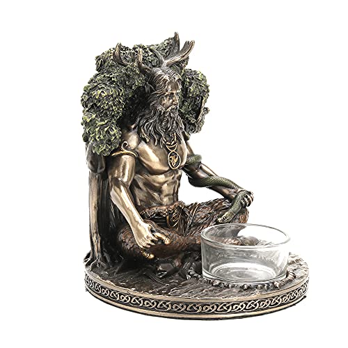 Veronese Design 5 1/4" Tall Celtic God Cernunnos Tealight Candle Holder Cold Cast Bronzed Resin Sculpture Wiccan Home Decor Figurine Collectibles #TOP3