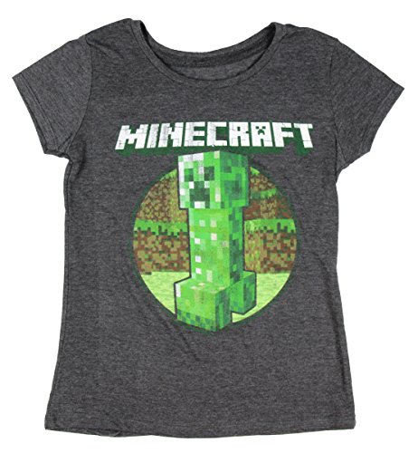 Minecraft Girls Creeper Retro Short Sleeve Crew Neck Graphic Tee (X-Large 14/16)