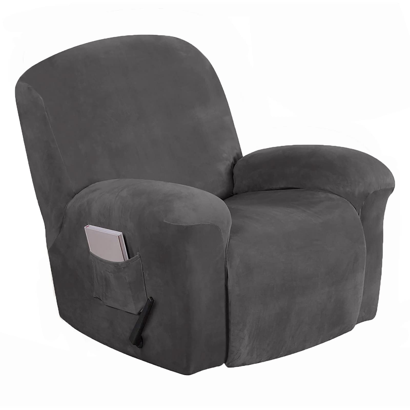 Funda elástica de terciopelo para sillón reclinable protectora de salón gris