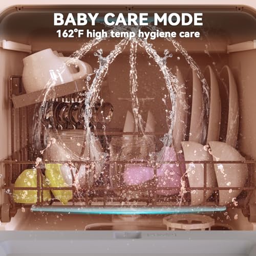 Portable Countertop Dishwasher, 5 Washing Programs Mini Dishwasher with 5L Built-in Water Tank & Inlet Hose, For apartments