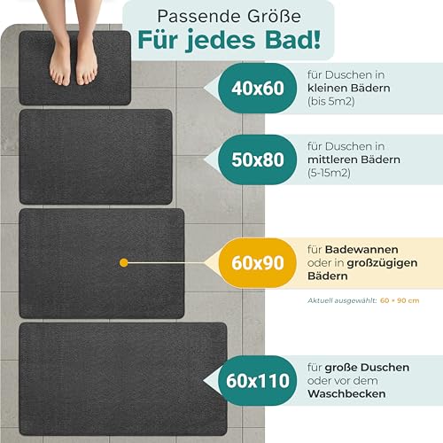 Bodenständig® Badematte rutschfest waschbar - Badvorleger Schwarz – Ansicht 3
