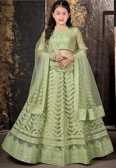 Image of RUKHA FAB Girls Lehenga Choli Set with Dupatta, Embroidered Traditional Indian Ethnic Wear for Kids, Wedding & Festival Party Dress