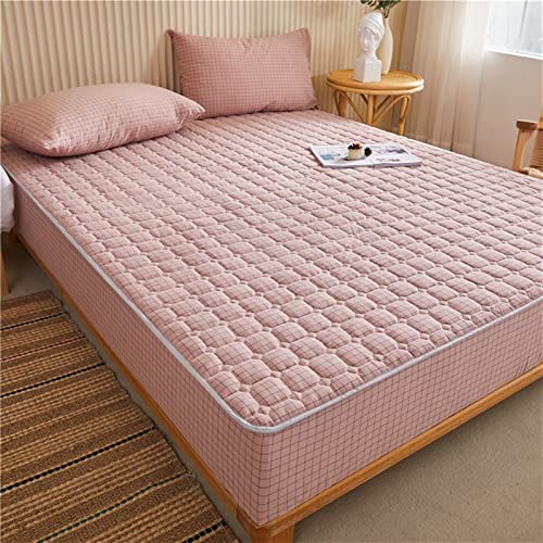 Puro algodón Colcha Capa Acolchada Tejido Lavado de Alta Densidad y Alta Densidad Bedding Sábana Bajera Ajustable Bolsillo Profundo Protectores de colchón Cubrir (Color : B, Tamaño : 150x200cm