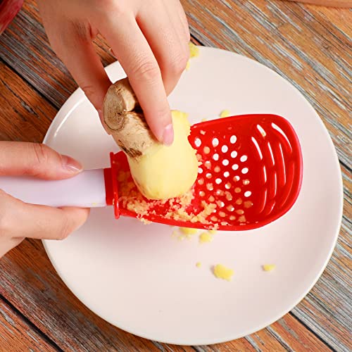 6 Pieces Multifunctional Kitchen Cooking Spoon Heat Resistant Kitchen Spoons Colander Skimmer Scoop Egg Yolk Separator Kitchen Gadgets Strainer For Grating, Draining, Mashing (Red) #TOP4