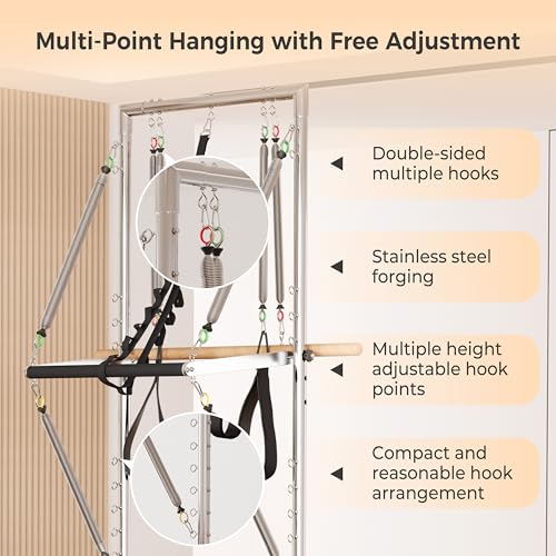 DELAVIN Pilates Reformer for Home Gym, Solid Wood Pilates Reformer Machine with Springs, Jump Board, Reformer Box and Accessories, Quick-Assembly Pilates Equipment Supports Up to 440 LBS (FBA) - Image 5