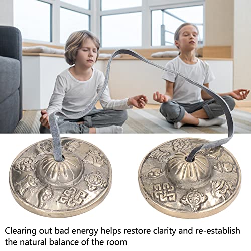 Tibetan Tingsha Cymbals,Yoga Meditation Chime Double Chime Nepalese Hand Made Bell Percussion Percussion Instrument, Eight Auspicious Patterns Embossed - Image 4