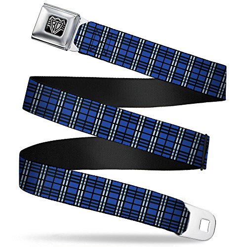 Buckle-Down Men's Seatbelt Belt Plaid Regular, Multicolor, 1.5