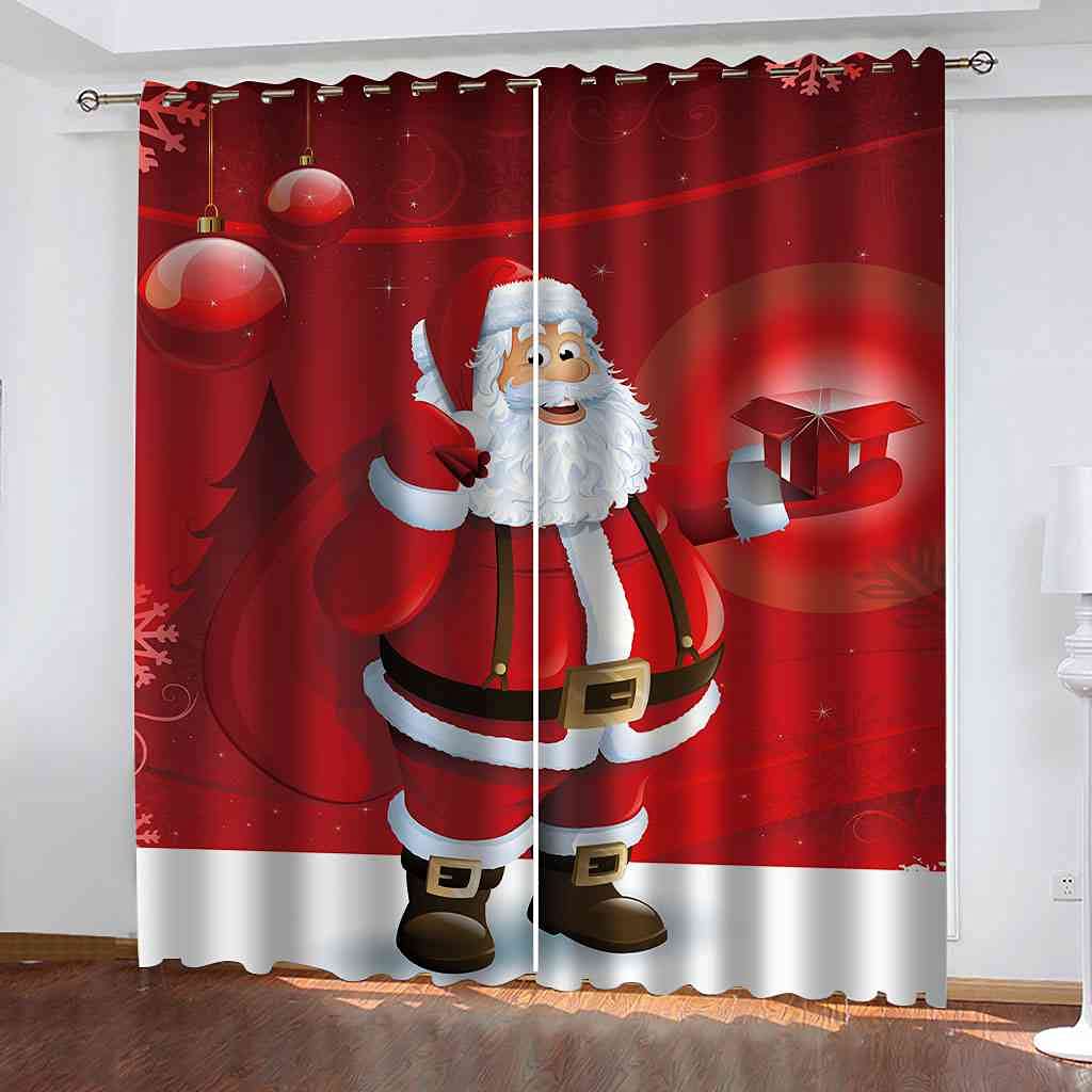 Rideau occultant père noël rouge pour chambre d'enfant et cuisine