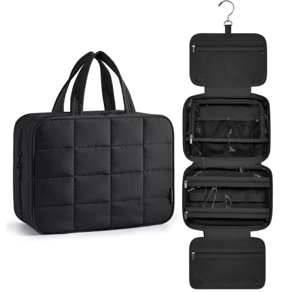 Organizer da viaggio per articoli da toeletta con scomparti multipli, impermeabile, in poliestere leggero, per viaggi di lavoro, Beige, 12x28x20cm, moderno