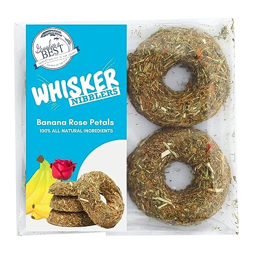Whisker Nibblers Banana Rose Petal Treats for Rabbits, Guinea Pigs