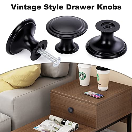 TsunNee Vintage Cabinet Knobs, Chic Drawer Knobs, Antique Style Kitchen Cupboard Handles, 30mm Round Furniture Door Knobs (12, Black) - Image 4