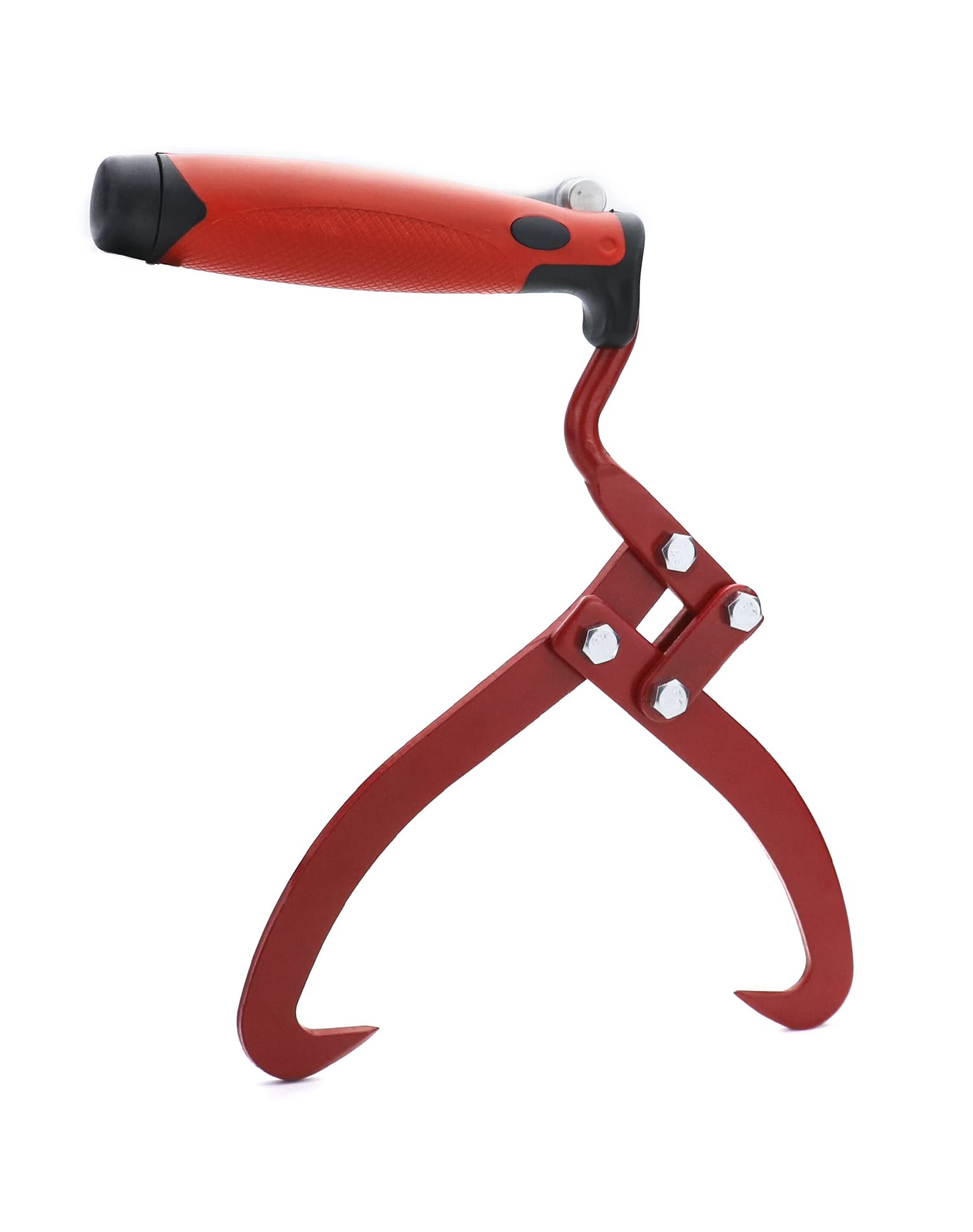 QWORK Log Tongs, 9" Wood / Log Grab Lifting Tool Firewood Tongs with Rubber Handle, for Moving Trees and Camping Logs