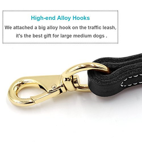 Fairwin Leather Short Dog Leash 12"/16" - Short Dog Traffic Lead Leash For Large Dogs Training And Walking (Width: 3/4") (Black-12) #TOP3