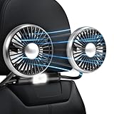 Dealswin Car Fan for Backseat, Dual Head Hose CarFan with Led Lights, Portable USB Fan for Car, 3 Speeds 360 Degree Rotatable Cooling Car Fans for Vehicles SUV Truck