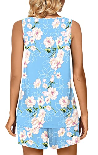 Image of POPYOUNG Pajama Set for Women Summer 2 Piece Lounge Shorts Sets Sleepwear