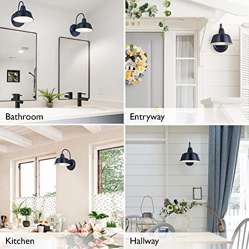 Image of Design House Mason Outdoor Wall Light, 8 inch, Navy Blue | Wall Mount, Modern Farmhouse, Steel, Lighting, 579334