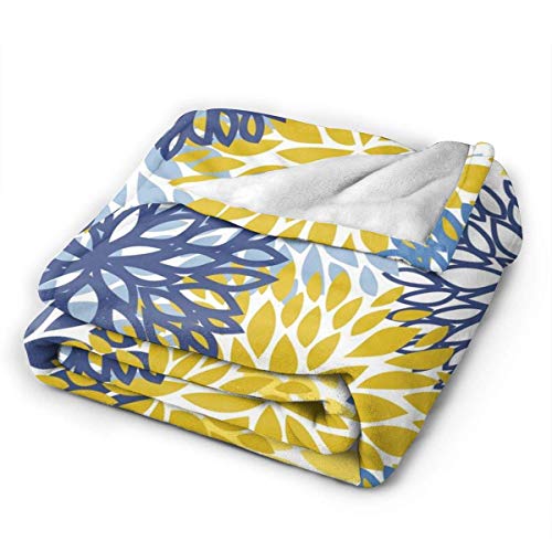 Sonernt Dahlia Pinnata Flower Floral Blue Yellow Throw Blanket Super Soft Lightweight Warm For Couch Travel Chair-All Season Premium Bed Blanket 40 X 50 Inches #TOP1