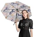 YCJUGWSP Unicorn Pastel Colors Magical Compact Umbrella Travel Size Parasol with UV Windproof Lightweight Portable Folding Umbrellas for Rain