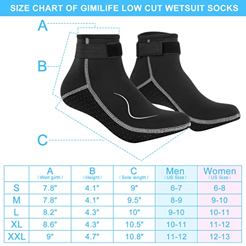 Gimilife Neoprene Socks 3Mm Water Socks For Women Men, Waterproof Diving Wetsuit Socks Sand Socks For Beach Volleyball Snorkeling Surfing Kayaking Swimming Water Sports Activities (Low Style,2Xl) #TOP2