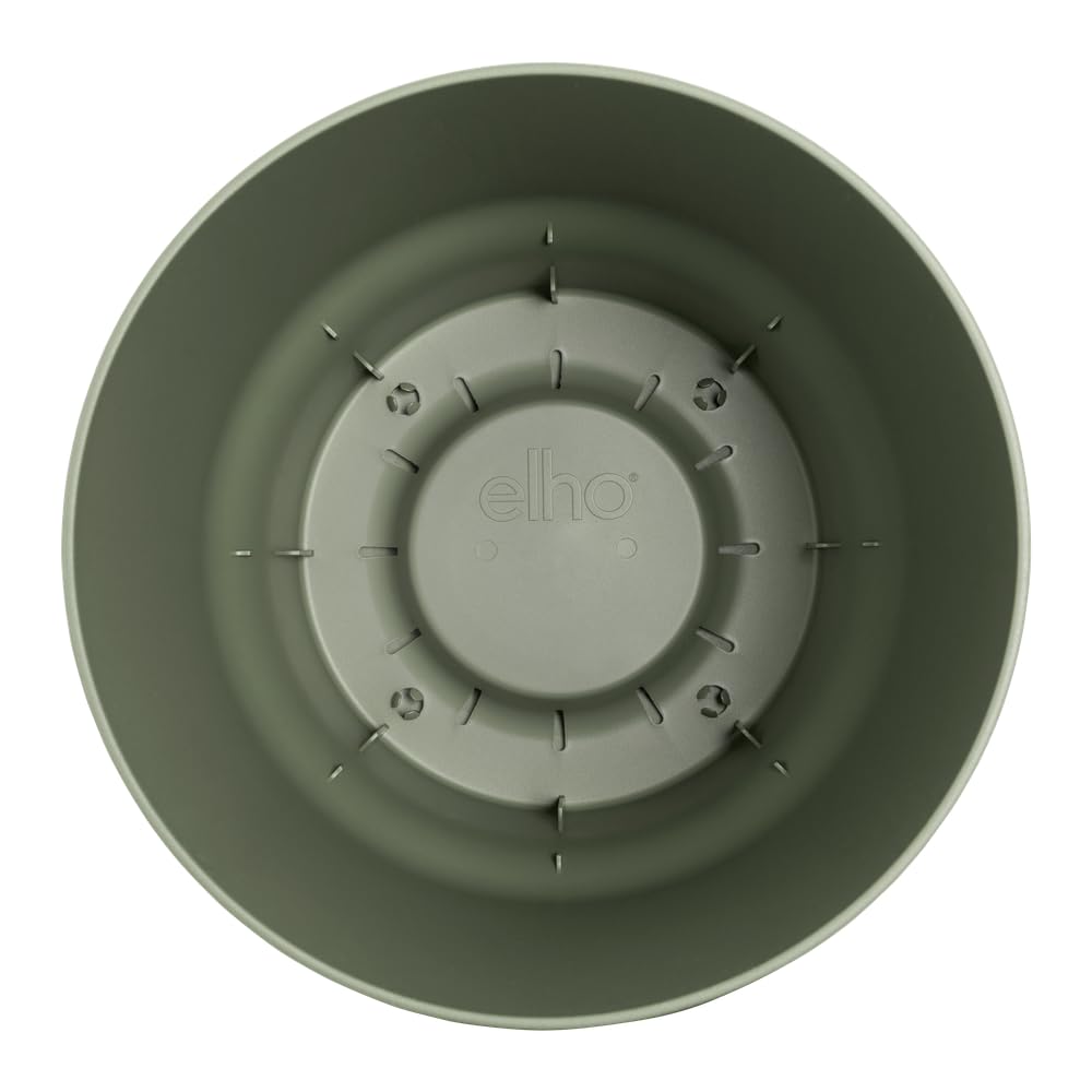 Elho Greenville Rond 25 - Pot De Fleurs pour Extérieur - Plastique 100% recyclé - Ø 24.5 x H 23.3 cm - Vert/Leaf Green - 5