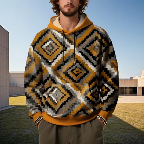 Aztec Hoodies for Men Fall Trendy Baggy Western Long Sleeve Sweatshirts Drawstring Pullover Hoodies with Pockets2