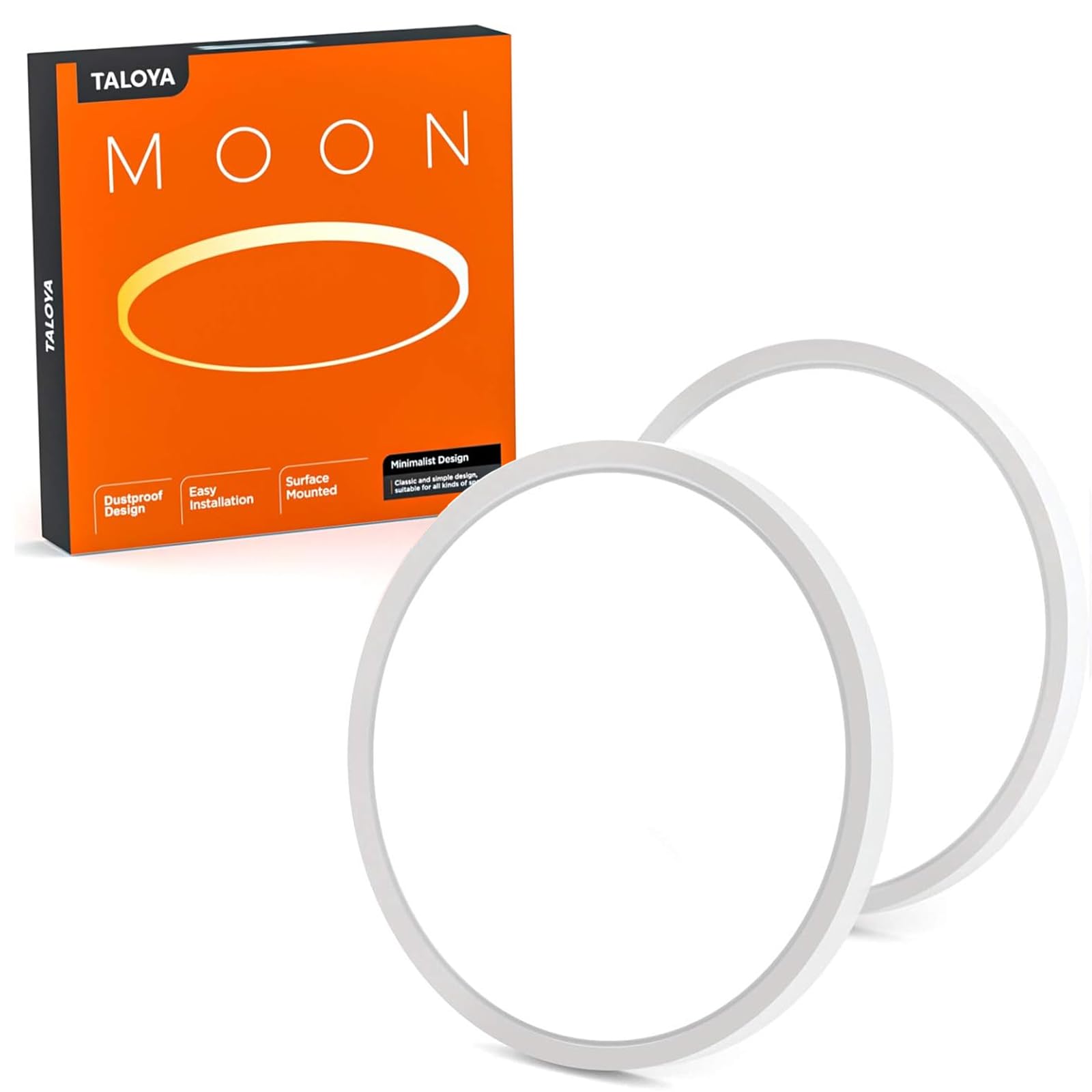 TALOYA 2 Pack Flush Mount LED Ceiling Light (Milk White Shell), 15.8 Inch, Equivalent to Traditional 240W Bulb Light for Kitchen Bedroom Utility