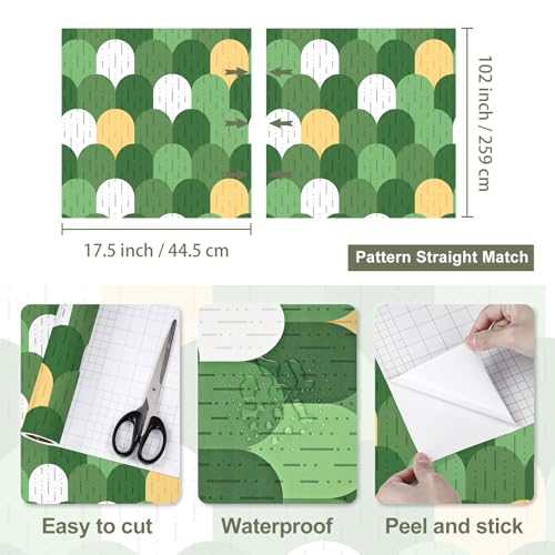Papier peint moderne vert à décoller et à coller bohémien géométrique - 7