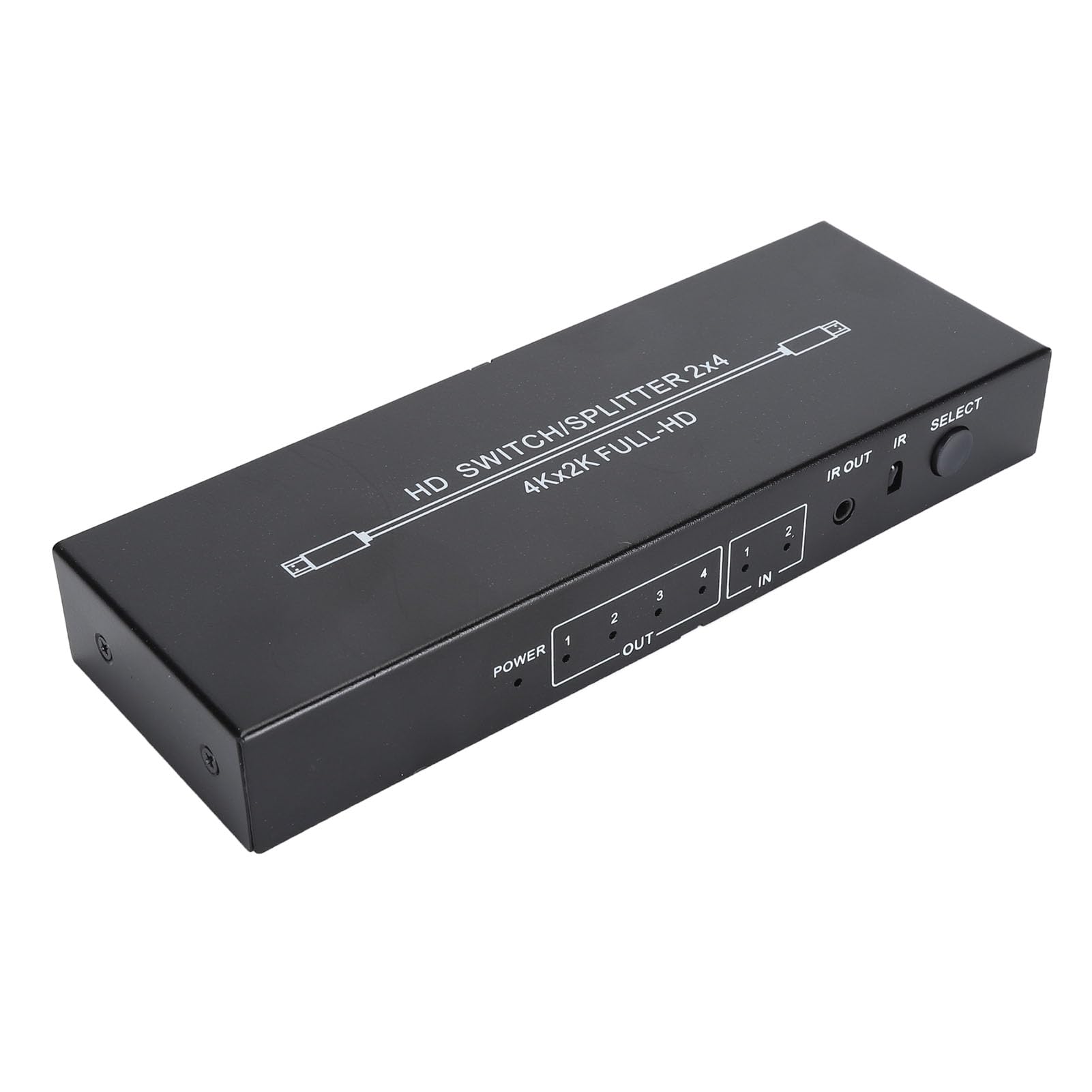 Splitter HDMI 2 in 4 Uscite, HDMI 4K con Telecomando per Collegare Desktop, Laptop, Console di Gioco a Monitor, TV, Proiettori (Spina europea)