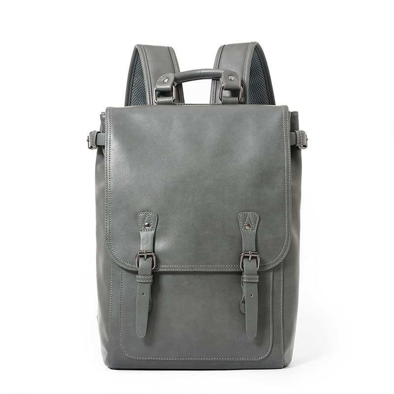 CHUANG Leather Backpack Fashion Men's and Women's Backpack Laptop Backpack Student School Bag Casual Business Backpack
