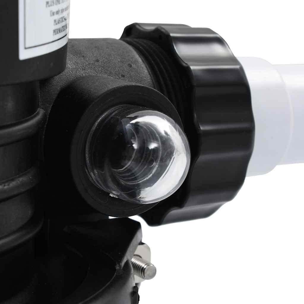 Wielokierunkowy zawór do filtra piaskowego ABS 1,5 cala 6 drożności, montaż nasadowy z przyłączem 38 mm, wziernik, 3 armatury, do filtrów basenowych, płukania wstecznego, filtrowania i