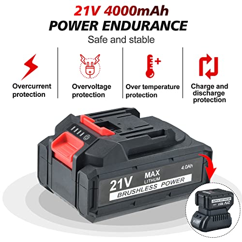 Aoben 21V Cordless High Torque Impact Wrench 1/2 Inch, Powerful Brushless Motor With Max Torque 450 Ft-Lb (600N.m), 4.0Ah Battery, 6 Pcs Sockets (17-22Mm), Fast Charger And Tool Box #TOP5
