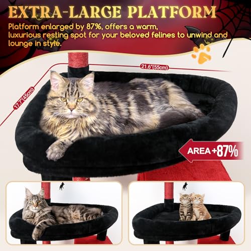 Image of Globlazer Gothic Giant Cat Tree for Indoor Large Cat, 83in, F83, Blood-Goth | XXL Cat Tower with 9 Scratching Posts for 20lb+ Heavy Duty Large Adult Cats