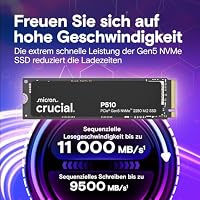 Crucial P510 SSD 2TB M.2 NVMe PCIe 5.0 x4 Gen5, bis zu 10.000 MB/s Lesen, 8.700 MB/s Schreiben, für Laptop und Desktop PC, TLC NAND, Interne Festplatte - CT2000P510SSD8-01 – Ansicht 2