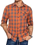 COOFANDY Mens Long Sleeve Flannel Shirts Plaid Button Down Shirt Blushed Cotton Flannel Shirt