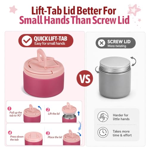 Image of MAXSO Bento Lunch Box Set for Kids with 8 oz Soup Thermo, Leakproof Hot Food Container with 4 Compartments, Insulated Food Jar for Toddler Daycare Boys Girls School - Pink