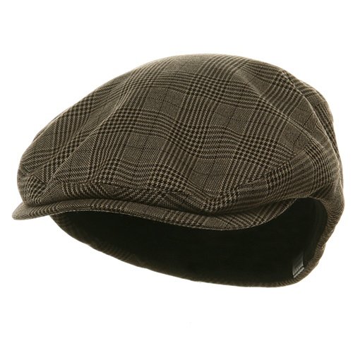 Big Size Elastic Plaid Fashion Ivy Cap - Brown OSFM