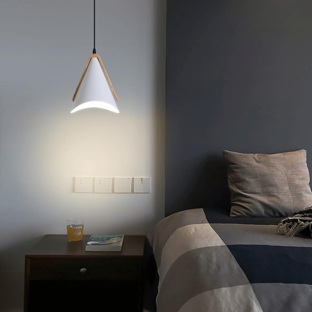 Sufitowa lampa wisząca E27, drewniana metalowa lampa wisząca w stylu japońskim, kreatywny klosz żyrandola w kształcie trąbki, dekoracyjne oprawy oświetleniowe na werandzie i balkonie