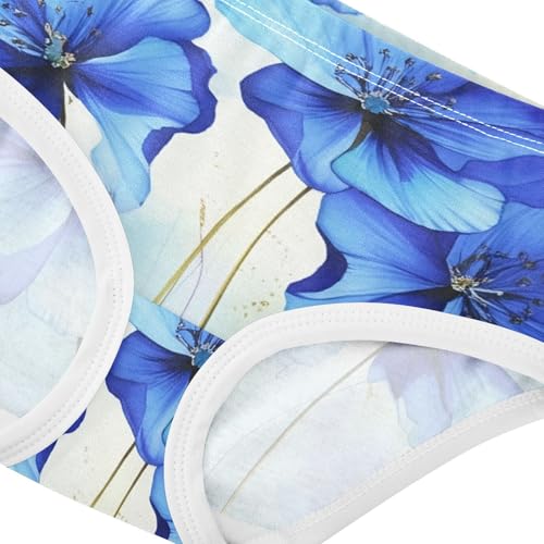 Flower Toddler Underwear Custom 2t Cotton Girl Panties Cute Watercolor Blue Flowers Underpants Briefs4