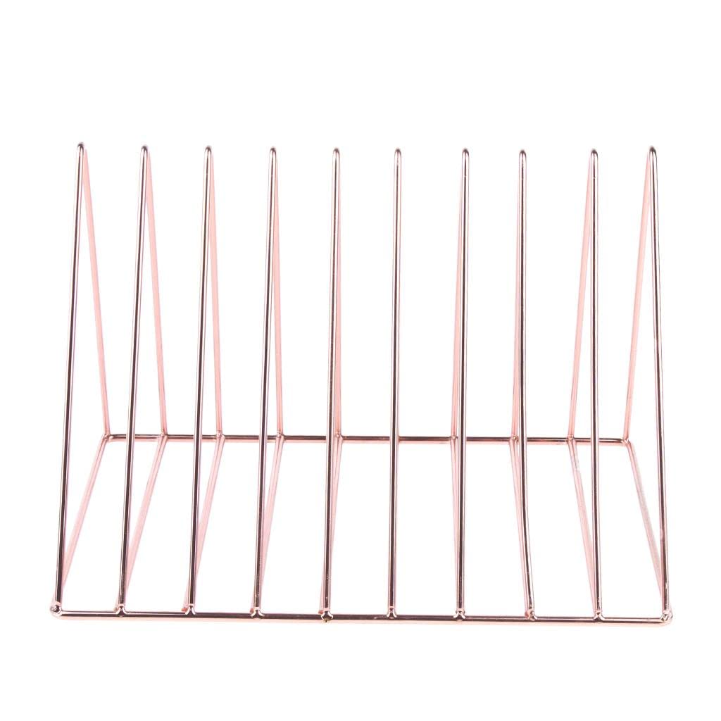 SAZ DEKOR Rose Gold Metal Bookshelf Magazine Book Stand Rack Holder, Desktop Organizer-image-44