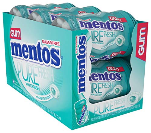 Mentos Pure Fresh Sugar-Free Chewing Gum with Xylitol, Halloween Candy, Bulk, Wintergreen, 50 Count (Pack of 6)